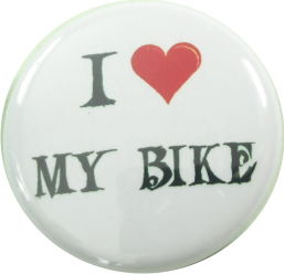 I love my bike Button weiss - zum Schließen ins Bild klicken